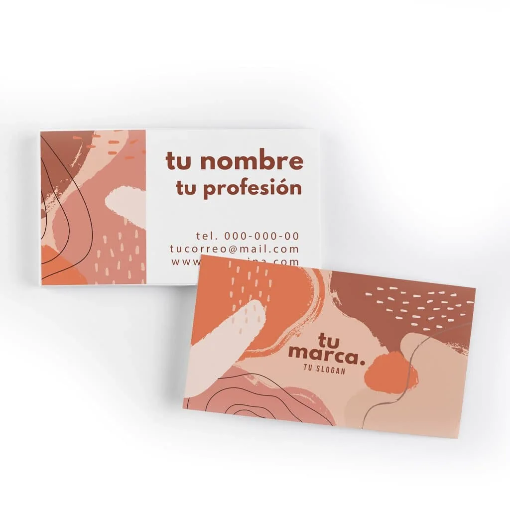 Referencia visual: Tarjeta a color, frente y vuelta