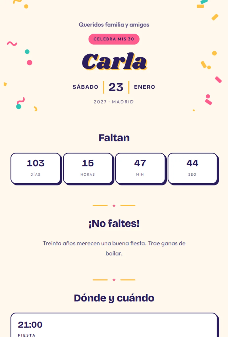 Referencia visual: Confeti · cumpleaños