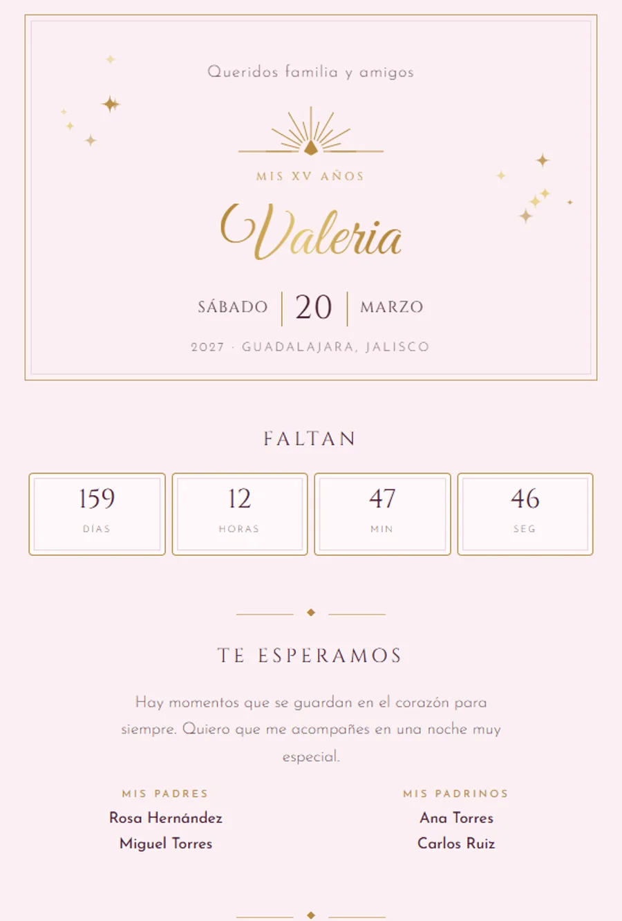 Referencia visual: Gala · XV años