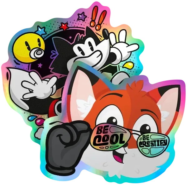 Referencia visual: Stickers holográficos